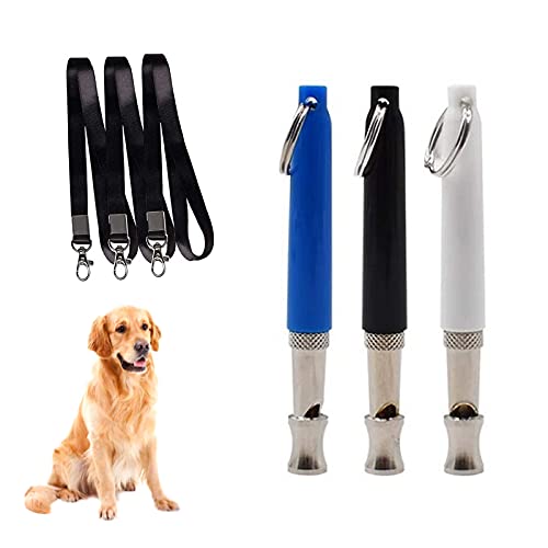 Veaoiy Silbato para perros de alta calidad, 3 unidades, silbato de entrenamiento para perros, silbato de alta frecuencia ajustable, accesorios con kit de entrenamiento para perros