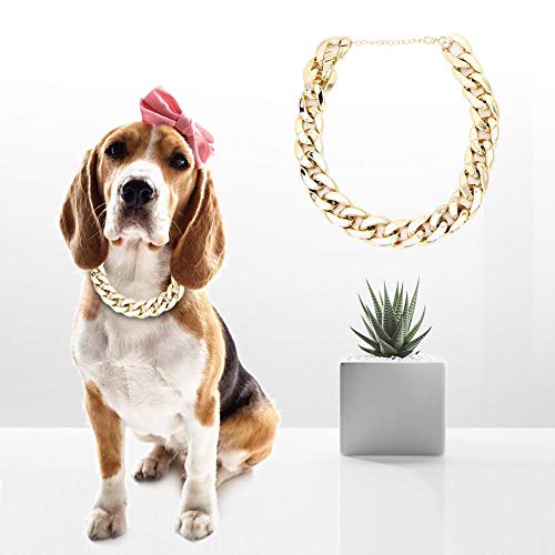 Venta Loca Choke Bulldog Francés Collar de Perro de plástico Dorado de Moda, Gargantilla de Perro, para Perro, Gato, Cachorro, Mascota(Golden)