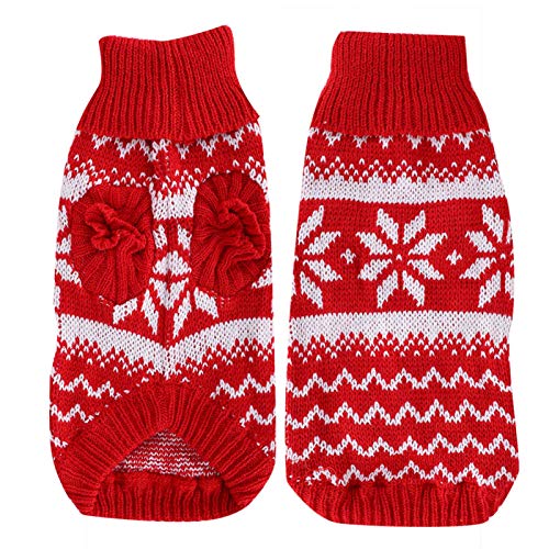 Venta Loca Suéter para Mascotas, Suéter Rojo de Navidad para Mascotas con Copo de Nieve, Encantador para Perros domésticos