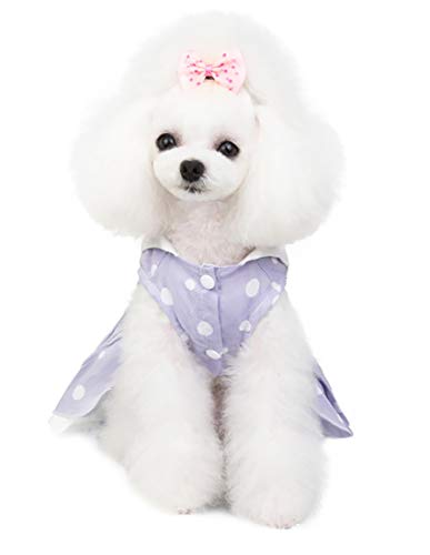 Vestido de Perro Falda Ropa para Perros Vestidos de Princesa Falda de Tutú Vestido de Algodón Vestido de Lazo de Lujo para Perros Pequeños (S,Morado)