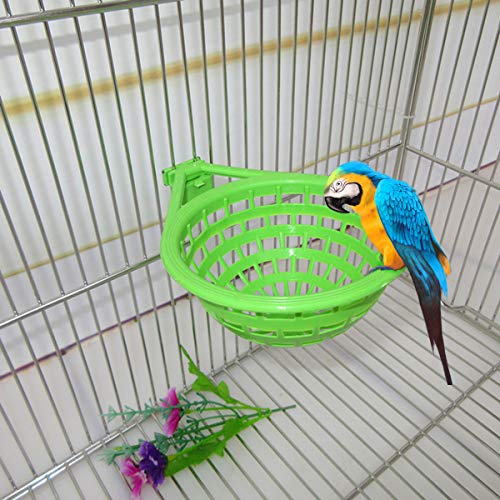 VILLCASE - Juego de 5 piezas de plástico hueco para colgar en forma de pájaro para colgar huevos, herramienta de cría de pájaros, cacerola nido de pinchos de loro, color verde canario