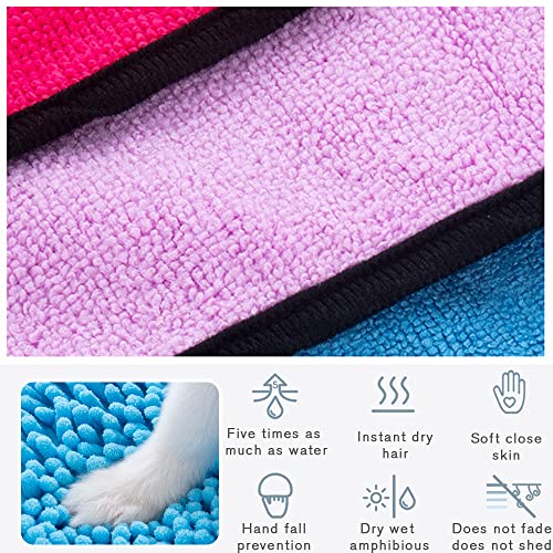 Vin Beauty Toalla absorbente de lujo, 62 x 23 cm, microfibra extra grande de secado rápido para mascotas con bolsillos de mano, toalla para mascotas para perros y gatos, lavable a máquina