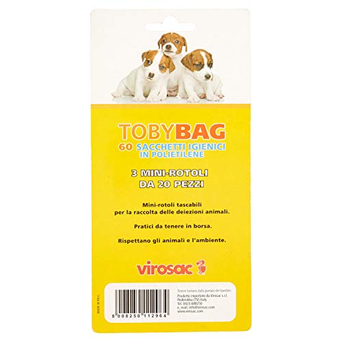Virosac - Tobybag – Bolsas higiénicas ideales para la recogida de las heces del perro. 60 bolsas de 22 x 32 cm.