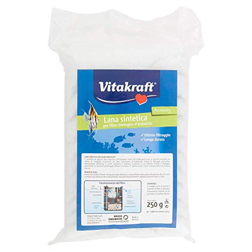 Vitakraft Italia Lana sintética para filtro biológico del acuario de agua dulce y marina, 250 g