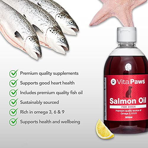 VitaPaws Aceite de salmón para Perros Piel y Pelaje - Bote de 500 ml - Simply Suplements