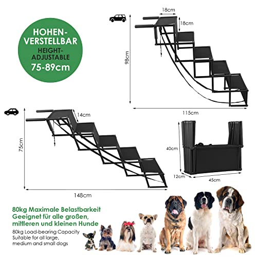 Vogvigo Rampas para Perros, 5 Capas de Escaleras para Perros Plegables, Protege Las articulaciones del Perro, Carga hasta 80 kg-Apto para Todos los vehículos