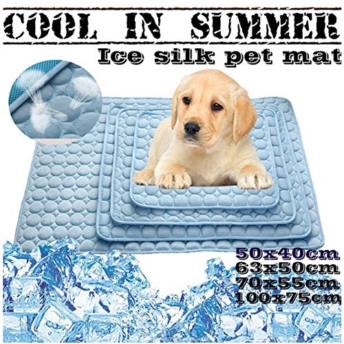 VX COUTURE Cama fría de seda fría de verano a prueba de humedad colchón almohadilla de enfriamiento para mascotas perro gato (XS (40 x 30 cm), gris)