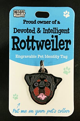 Wags & Whiskers Etiqueta de identidad para mascotas grabable Collar de perro Etiqueta de hueso Etiqueta de nombre de gato Rottweiler