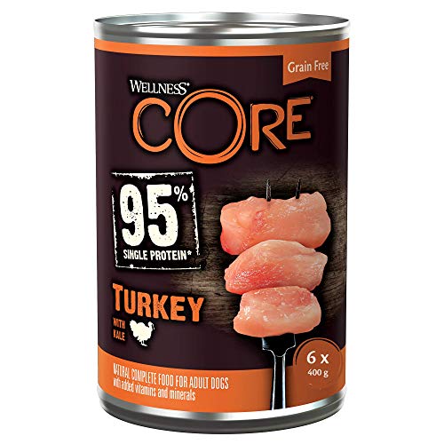 Wellness CORE 95% - Rallador de Alimentos para Perro con Kale y proteína única, 400 g, 6 Unidades