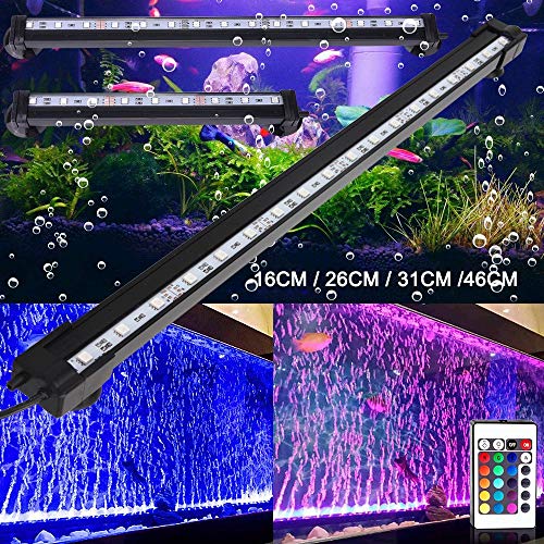 WENYOG Led Acuario Aquarium Light LED 16-51 cm 5050 RGB Control Remoto a Prueba de Agua Lámpara de Burbuja de Aire Tanque de Pescado bajo el Agua Sumergible Luz de oxígeno 662 (Color : 46cm)