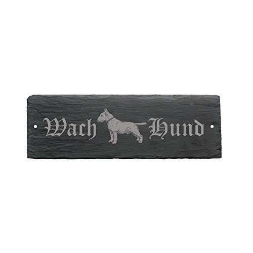 wetterfestes – Rótulo « Wachhund Bull Terrier » para puerta (perro 22 x 8 cm – Perro Dog