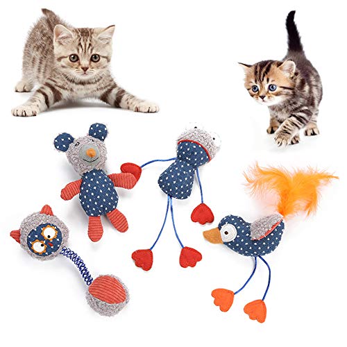 WFZ17 Juguete para masticar para gato, gatito, de peluche, linda rana, oso de búho, juguete interactivo, juguete para masticar rana #