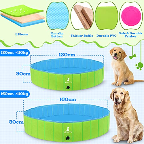 Wimypet Piscina Mascotas, Piscina Perros, Bañera Plegable para Niños/Perros/Gatos, Plegable Piscina de Baño al Aire Libre - Verde (120 x 30CM)