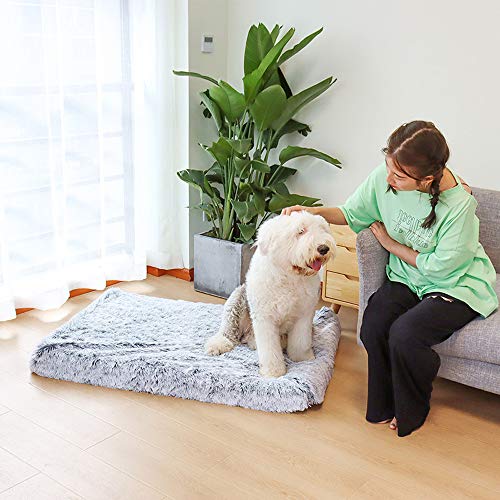 WINIAER Cama grande de espuma viscoelástica para perros, cama mediana para perros medianos, lavable a máquina, súper suave y acogedor colchón de felpa para perros (L)