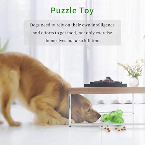WishLotus Juguetes interactivos para perros, dispensador de comida para perros de IQ Treat, juguete de goma para masticar para perros de tres agujeros, duradero, resistente a mordidas