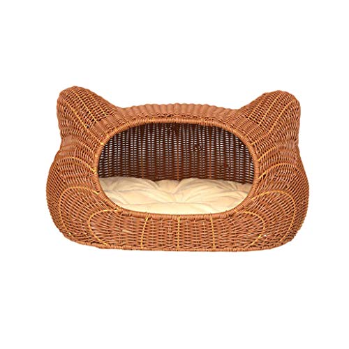 WJHCDDA Cama para perros hecha a mano de ratán, caseta para gatos extraíble y lavable, pequeña estación de mordedura de perro, exquisita mano de obra (color: B)