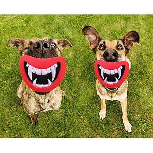 WOOAI Nuevo Durable Seguro Divertido Squeak Dog Toys Devil'S Lip Sound Perro Jugando/masticando Puppy Haz Que tu Perro Sea Feliz, Rojo, L