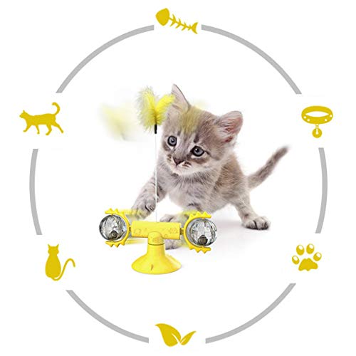 WT-DDJJK Teaser Divertido, el Teaser Giratorio Inteligente del Gato del Molino de Viento Juega la Bola del Planeta interactiva Interior de Gran Alcance