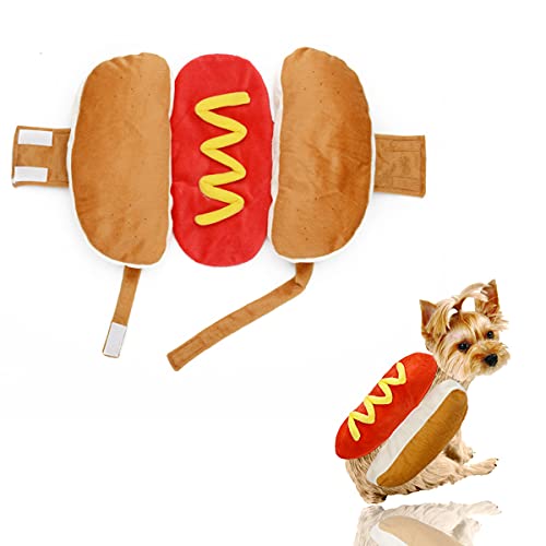 WUHX Gatos Perros Hot Dog Disfraz Divertidos Halloween para Mascotas Perros Calientes Disfraz Aplicar a para Fiesta Dress Up Ropa Para Pequeños Perros Medianos Disfraz,1,L