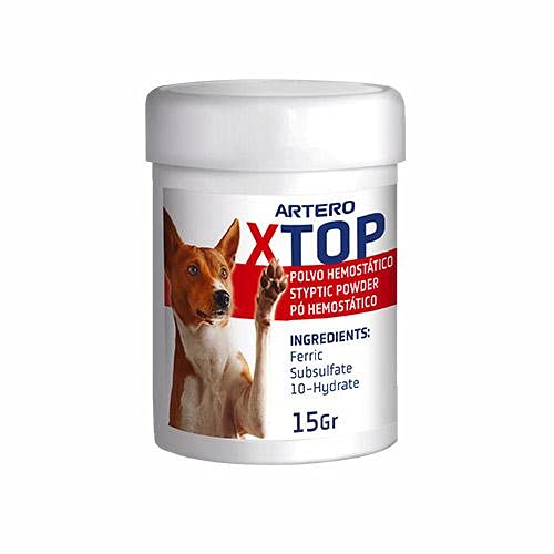 X-Top Polvo hemostático para Mascotas (Perros y Gatos). Cierra de Manera instantánea pequeñas hemorragias producidas por el Corte de Unas o arañazos