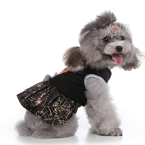 XIAOYU Halloween perro vestidos falda calabaza araña ropa para mascotas disfraz para cachorros gatos cosplay(XL)