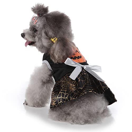 XIAOYU Halloween perro vestidos falda calabaza araña ropa para mascotas disfraz para cachorros gatos cosplay(XL)