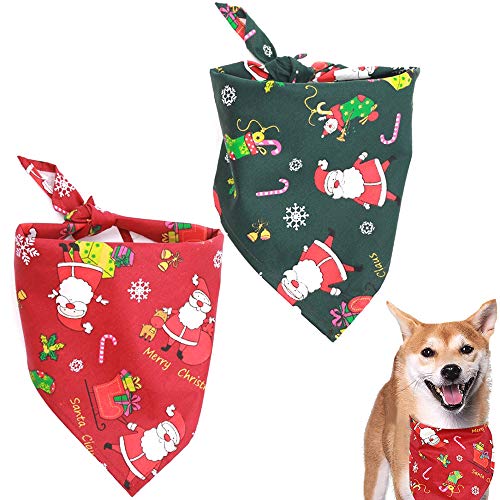 Xinlie Bandanas Navideñas para Mascotas Babero Baberos Triángulo Bandanas Bandana Perro de Navidad Pañuelo Bufanda de Mascota Navidad Bufanda de Algodón para Mascotas para Perros y Gatos(2 Piezas)