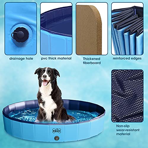 XKISS Baño plegable para mascotas para cachorros, gatos, perros y niños (M, azul)