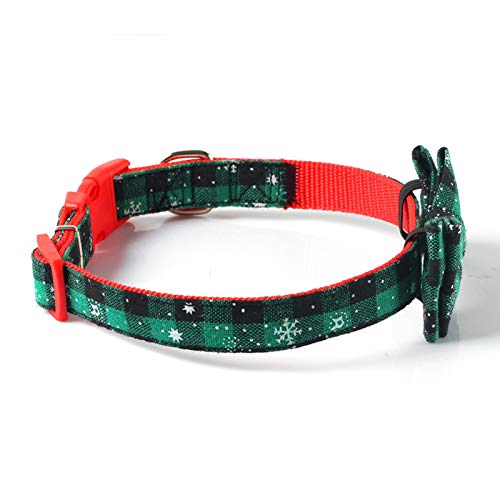 XPT Collar para Mascotas para Gato Perro Elegante Ajustable Copo De Nieve De Navidad Rojo Verde Bowknot Correa para El Cuello Accesorios Verduras