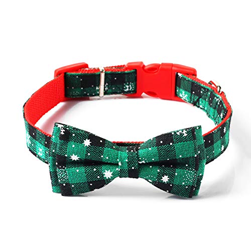 XPT Collar para Mascotas para Gato Perro Elegante Ajustable Copo De Nieve De Navidad Rojo Verde Bowknot Correa para El Cuello Accesorios Verduras