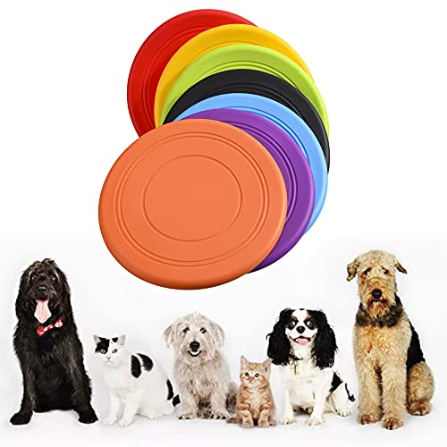 XUBX 7 Piezas Frisbee Perro, Perros interactivos Frisbee, Juguete de Disco Volador para Perro, Frisbee para Mascotas, Frisbee Perro Goma, Frisbee Cachorro para Lanzar, Entrenar, Jugar, Atrapar