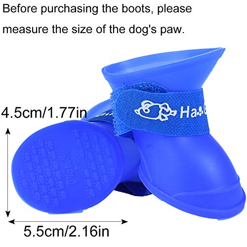 XYDZ 4 Piezas Botas de Lluvia para Perros Zapatos para Mascotas Antideslizante Botas Impermeables para Perros Pequeños Perrito (L, Azul)