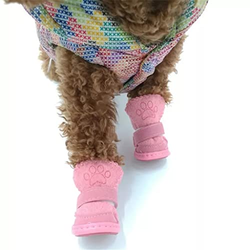 XZJJZ Zapatos cálidos de invierno para perros 4 Unids/set Bonitas botas para perros Caminar sobre la nieve Mezcla de algodón Zapatillas de deporte para cachorros Suministros para mascotas