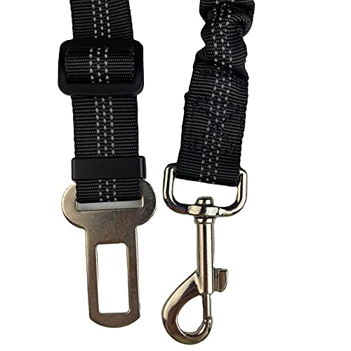 YANGWEN 2 Piezas de cinturón de Seguridad para Perros, Reflectante Ajustable Elástico Collar Gancho Correa con amortiguación elástica y mosquetón Fuerte