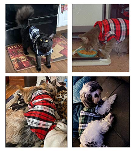 YAODHAOD Camisa Cuadros para Perros, Camisa A Cuadros de Moda para Mascotas Ropa para Perros, Camisa A Cuadros para Gatos Suave y Cómoda (L-para Gatos y Chihuahuas, Negro)