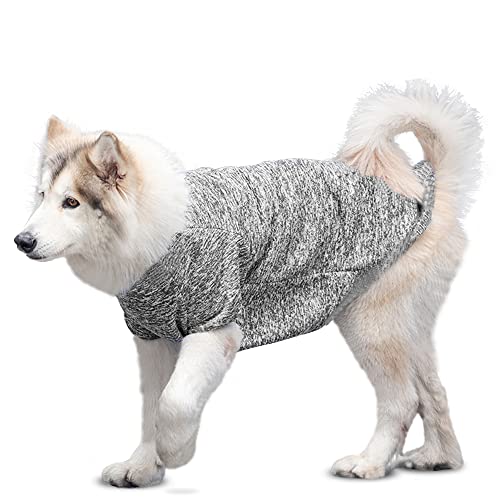 YAODHAOD Ropa de perro grande, suéteres para perros grandes, suéter de punto suave engrosamiento cálido para perros, camisetas de invierno para perros (gris, 3XL)