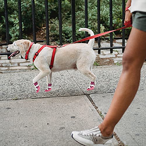 YAODHAOD Zapatos de Perro para Perros pequeños, Botas de Perro Protector de Patas, Zapatos Antideslizantes de Cuero para pavimento Caliente, Botas para Mascotas (4, Rosado)