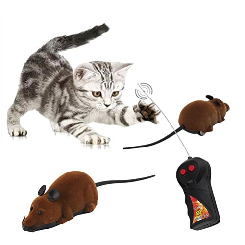 YeahiBaby Ratón de Control Remoto Eléctrico Juguete para Gatos Perros Mascotas Regalo de Niños Oído Negro Marrón