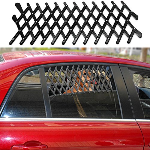 YHUS Ventilación de aire universal para ventana de coche, perro mascota viaje trasero coche Ventana rejilla universal ajustable, perro perro seguro protección (negro)