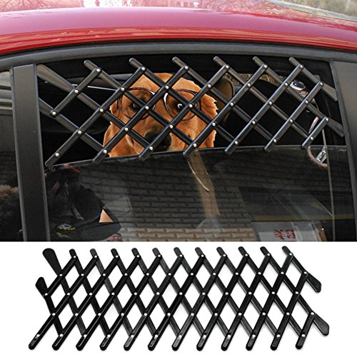 YHUS Ventilación de aire universal para ventana de coche, perro mascota viaje trasero coche Ventana rejilla universal ajustable, perro perro seguro protección (negro)