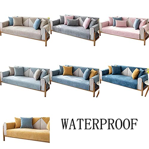 YIBING Cojín Impermeable de Color sólido para sofá,a Prueba de orina,para Mascotas,para sofá,Antideslizante,seccional,Acolchado,en Forma de L,para sofá,para niños,Perros,Mascotas,Caqui,80 x 160 cm