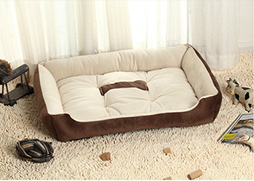 Yiiquan Cama suave para perros y gatos pequeños y medianos cojines rectangulares para sofá (marrón, Asia XS)