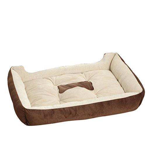 Yiiquan Cama suave para perros y gatos pequeños y medianos cojines rectangulares para sofá (marrón, Asia XS)