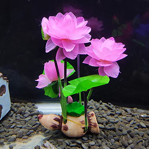 Yinuoday Acuario Artificial Flor de Loto Decoración del Tanque de Peces Planta Acuática Hierba de Agua Planta de Acuario para La Piscina de Jardín Decoración del Tanque de Peces