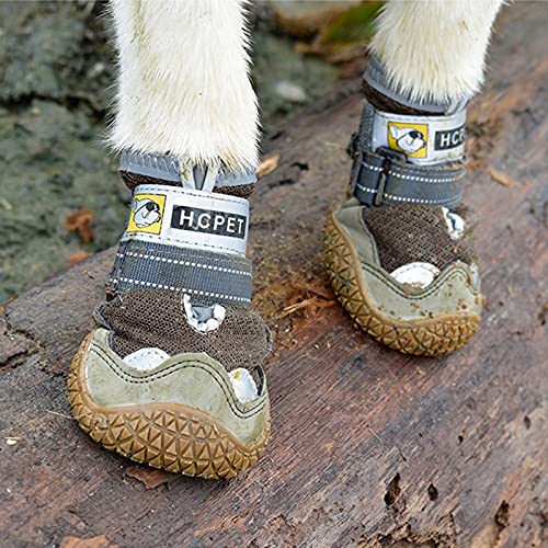 YJYJ Zapatos para Perros Mascotas Transpirables Cuatro Estaciones Botas de Nieve para Mascotas Botas Antideslizantes para Mascotas Reflectantes Antideslizantes Impermeables,Rojo,4#