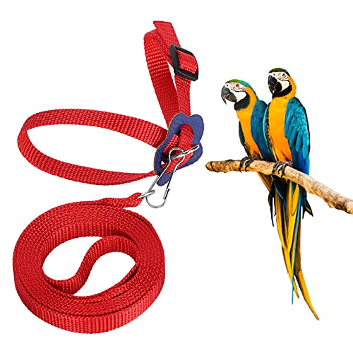 YongliJc Arnés para pájaros, Correa para Loros, Cuerda de tracción con Cuerda Ajustable de Nailon antimordida para pájaros para Entrenamiento al Aire Libre(Rojo)