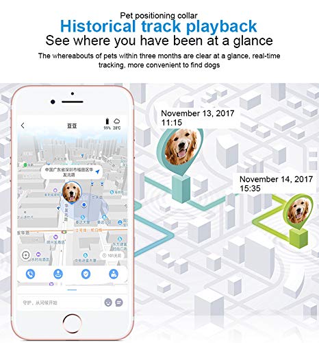 YONGQING Localizador GPS para Mascotas para Perros,Dispositivo Seguimiento en Tiempo Real con Collar,Monitor Actividad localizador buscador Perros y Gatos,localizador Inteligente con Carga USB