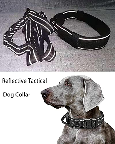 YouthBro - Collar de perro táctico reflectante con asa, ajustable K9 Militar de nailon con hebilla de metal resistente, ideal para mujeres y niñas, perros medianos, grandes, XL, rosa