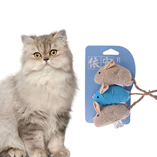 YU-HELLO Juego de 3 piezas de juguete para gatos con forma de rata, gato y gatito, rascador de peluche