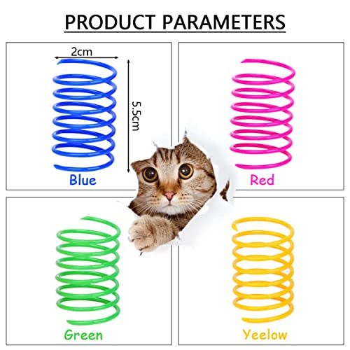 YUTOU 20 piezas Cat Spring Juguetes 4 Colores Coloridos Creativos Plástico Espiral Gato Juguete Duradero Interactivo para Gato Gato Gato Gato Gato Mascotas Juguetes en Espiral Plumas